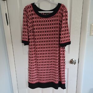 R&K Pink and Black Patterned Midi Dress